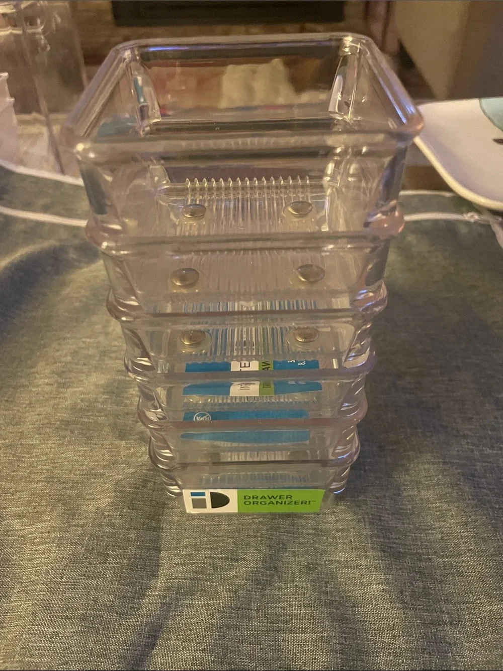 Six Clear Lucite Drawer Organizers - 3.2 x 3.2 x 2